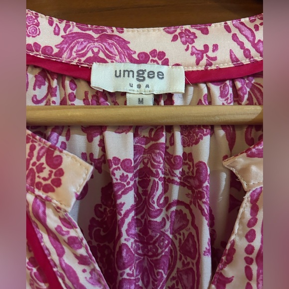 Umgee Queen of Pink Satin Dress w puff sleeves Oversized Size M - Picture 4 of 6